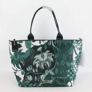 NWT Ted Baker Rococo Nylon Tote Bag, Turquoise, Flowers, Top Zip Closure